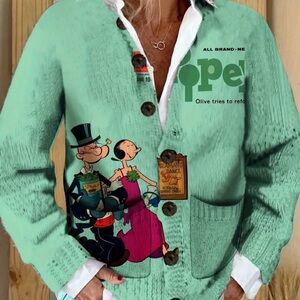 Green Graphic Sweater Large NWOT